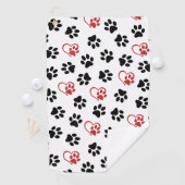 Muster von Paws, schwarzen Paws, roten Paws, Herz Golfhandtuch (Insitu)