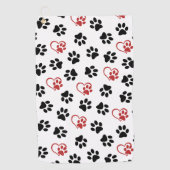 Muster von Paws, schwarzen Paws, roten Paws, Herz Golfhandtuch (Vorderseite)