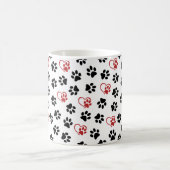 Muster von Paws, schwarzen Paws, roten Paws, Herz Kaffeetasse (Mittel)