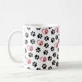 Muster von Paws, schwarzen Paws, roten Paws, Herz Kaffeetasse (Links)