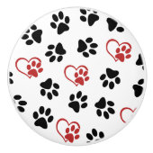 Muster von Paws, schwarzen Paws, roten Paws, Herz Keramikknauf (Vorderseite)