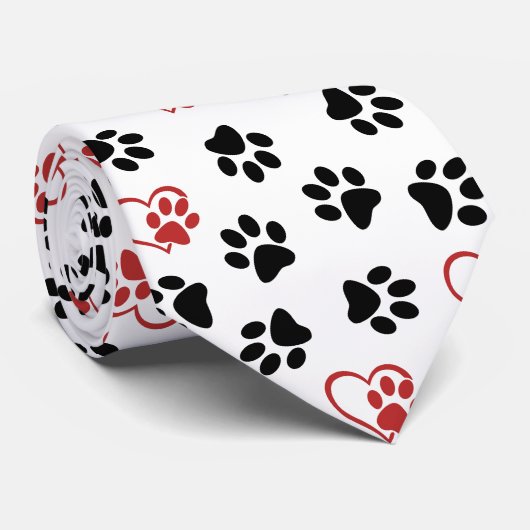 Muster von Paws, schwarzen Paws, roten Paws, Herz Krawatte (Gerollt)