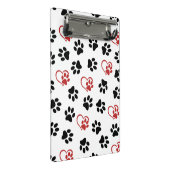 Muster von Paws, schwarzen Paws, roten Paws, Herz Mini Klemmbrett (Schrägansicht)