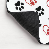 Muster von Paws, schwarzen Paws, roten Paws, Herz Mousepad (Ecke)