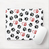 Muster von Paws, schwarzen Paws, roten Paws, Herz Mousepad (Mit Mouse)