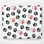 Muster von Paws, schwarzen Paws, roten Paws, Herz Mousepad (Vorne)