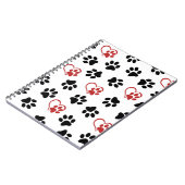 Muster von Paws, schwarzen Paws, roten Paws, Herz Notizblock (Linke Seite)