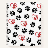 Muster von Paws, schwarzen Paws, roten Paws, Herz Notizblock (Vorderseite)