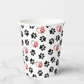 Muster von Paws, schwarzen Paws, roten Paws, Herz Pappbecher (Vorderseite)