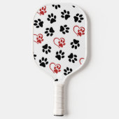 Muster von Paws, schwarzen Paws, roten Paws, Herz Pickleball Schläger (Rückseite)