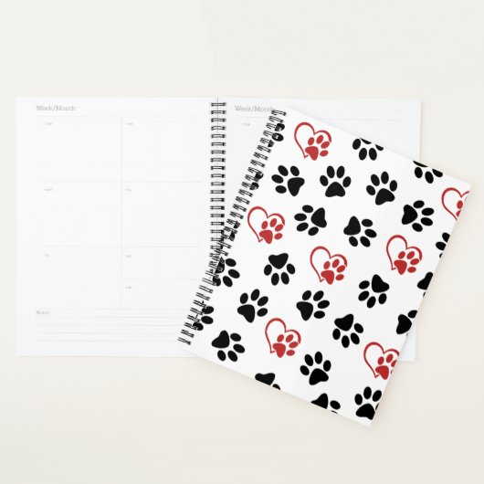 Muster von Paws, schwarzen Paws, roten Paws, Herz Planer (Anzeige)