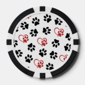 Muster von Paws, schwarzen Paws, roten Paws, Herz Pokerchips (Vorderseite)