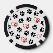 Muster von Paws, schwarzen Paws, roten Paws, Herz Pokerchips (Rückseite)