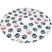 Muster von Paws, schwarzen Paws, roten Paws, Herz Polyester Weihnachtsbaumdecke (Schrägansicht)