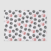 Muster von Paws, schwarzen Paws, roten Paws, Herz Seidenpapier (Vorderseite)