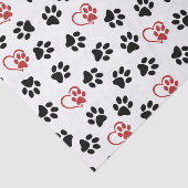 Muster von Paws, schwarzen Paws, roten Paws, Herz Seidenpapier (Ausschnitt)