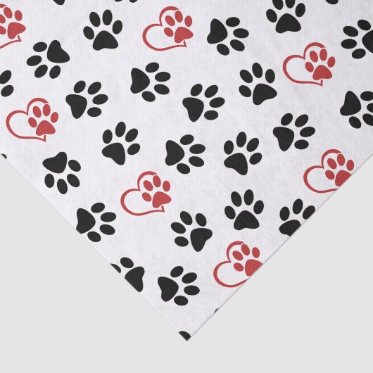 Muster von Paws, schwarzen Paws, roten Paws, Herz Seidenpapier (Ausschnitt)