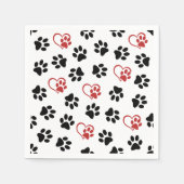 Muster von Paws, schwarzen Paws, roten Paws, Herz Serviette (Vorderseite)