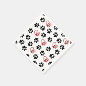 Muster von Paws, schwarzen Paws, roten Paws, Herz Serviette (Ecke)