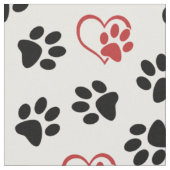 Muster von Paws, schwarzen Paws, roten Paws, Herz Stoff (Nahaufnahme)