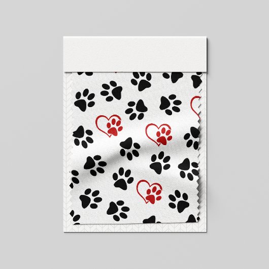 Muster von Paws, schwarzen Paws, roten Paws, Herz Stoff