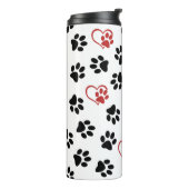 Muster von Paws, schwarzen Paws, roten Paws, Herz Thermosbecher (Nach links gedreht)