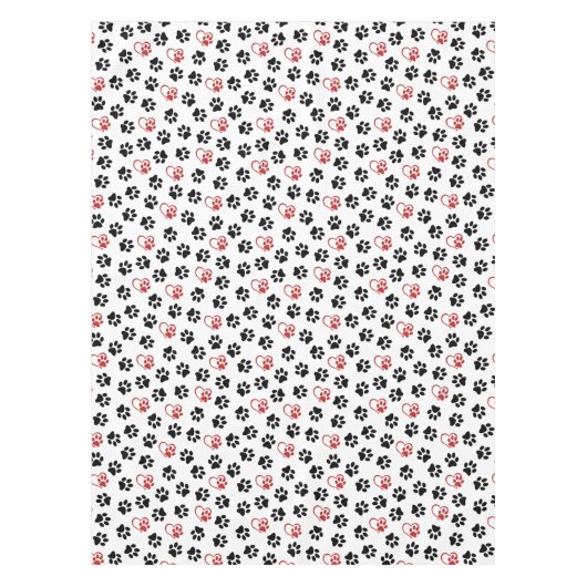 Muster von Paws, schwarzen Paws, roten Paws, Herz Tischdecke (Vorderseite)