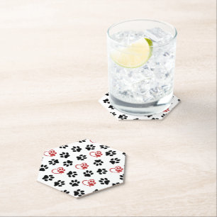 Muster von Paws, schwarzen Paws, roten Paws, Herz Untersetzer