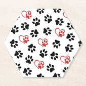 Muster von Paws, schwarzen Paws, roten Paws, Herz Untersetzer (Vorderseite)