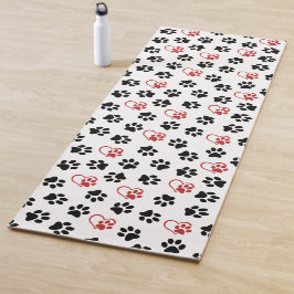 Muster von Paws, schwarzen Paws, roten Paws, Herz Yogamatte