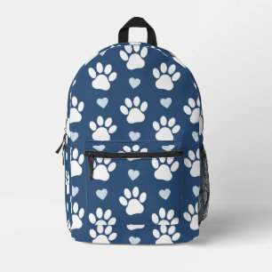 Muster von Pfähnen, Hundpfägen, weißen Pfoten, bla Bedruckter Rucksack