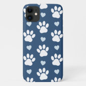 Muster von Pfähnen, Hundpfägen, weißen Pfoten, bla Case-Mate iPhone Hülle (Rückseite)