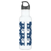 Muster von Pfähnen, Hundpfägen, weißen Pfoten, bla Edelstahlflasche (Rückseite)