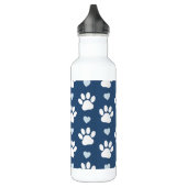 Muster von Pfähnen, Hundpfägen, weißen Pfoten, bla Edelstahlflasche (Links)