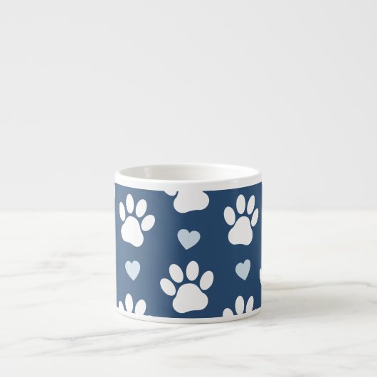 Muster von Pfähnen, Hundpfägen, weißen Pfoten, bla Espressotasse (Vorderseite)