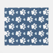 Muster von Pfähnen, Hundpfägen, weißen Pfoten, bla Fleecedecke (Vorderseite (Horizontal))