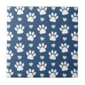 Muster von Pfähnen, Hundpfägen, weißen Pfoten, bla Fliese (Vorderseite)