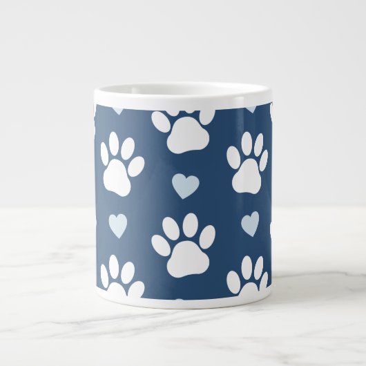 Muster von Pfähnen, Hundpfägen, weißen Pfoten, bla Jumbo-Tasse (Vorderseite)