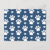 Muster von Pfähnen, Hundpfägen, weißen Pfoten, bla Postkarte (Vorderseite)