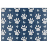 Muster von Pfähnen, Hundpfägen, weißen Pfoten, bla Schneidebrett (Vorderseite)