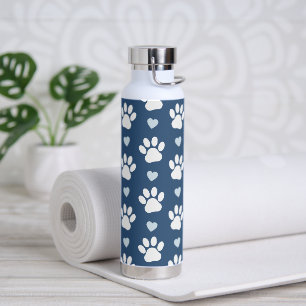 Muster von Pfähnen, Hundpfägen, weißen Pfoten, bla Trinkflasche