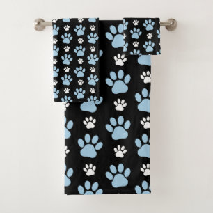 Muster von Pfoten, blauen Pfoten, Hundepfoten, Tie Badhandtuch Set