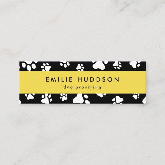 Muster von Pfoten, Hunde-Groomer, Hunde-Walker, Pe Mini Visitenkarte (Vorderseite)
