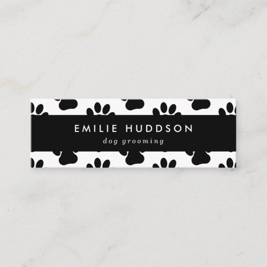 Muster von Pfoten, Hunde-Groomer, Hunde-Walker, Pe Mini Visitenkarte (Vorderseite)