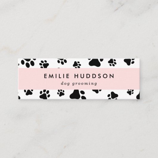 Muster von Pfoten, Hunde-Groomer, Hunde-Walker, Pe Mini Visitenkarte (Vorderseite)