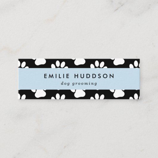 Muster von Pfoten, Hunde-Groomer, Hunde-Walker, Pe Mini Visitenkarte (Vorderseite)