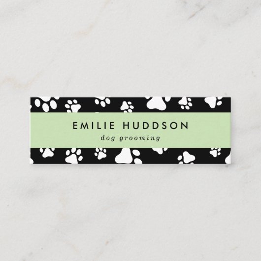 Muster von Pfoten, Hunde-Groomer, Hunde-Walker, Pe Mini Visitenkarte (Vorderseite)