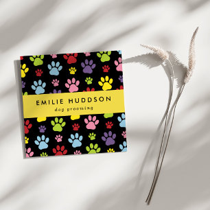 Muster von Pfoten, Hunde-Groomer, Hunde-Walker, Pe Quadratische Visitenkarte