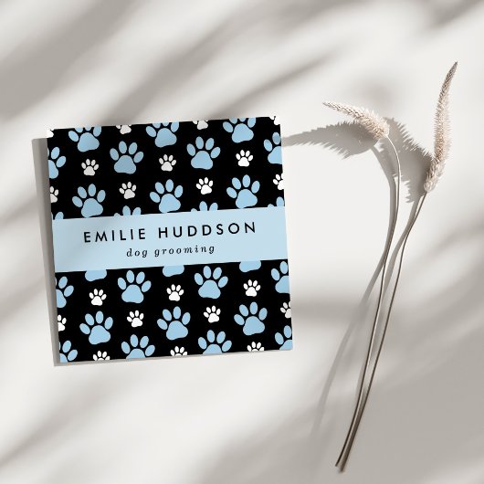 Muster von Pfoten, Hunde-Groomer, Hunde-Walker, Pe Quadratische Visitenkarte