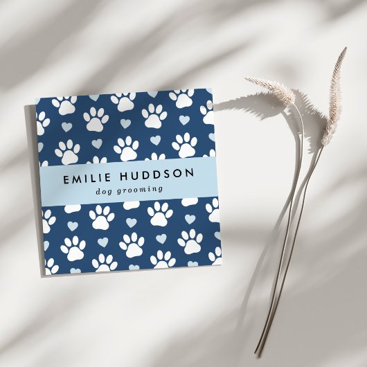 Muster von Pfoten, Hunde-Groomer, Hunde-Walker, Pe Quadratische Visitenkarte